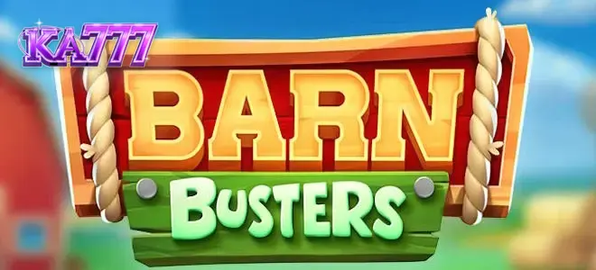 Cenário rural estilizado de Barn Busters com ovelhas e elementos de fazenda